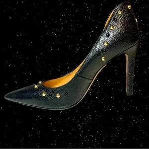 Napoleoni black studded heels, 3  3/4 “ heel